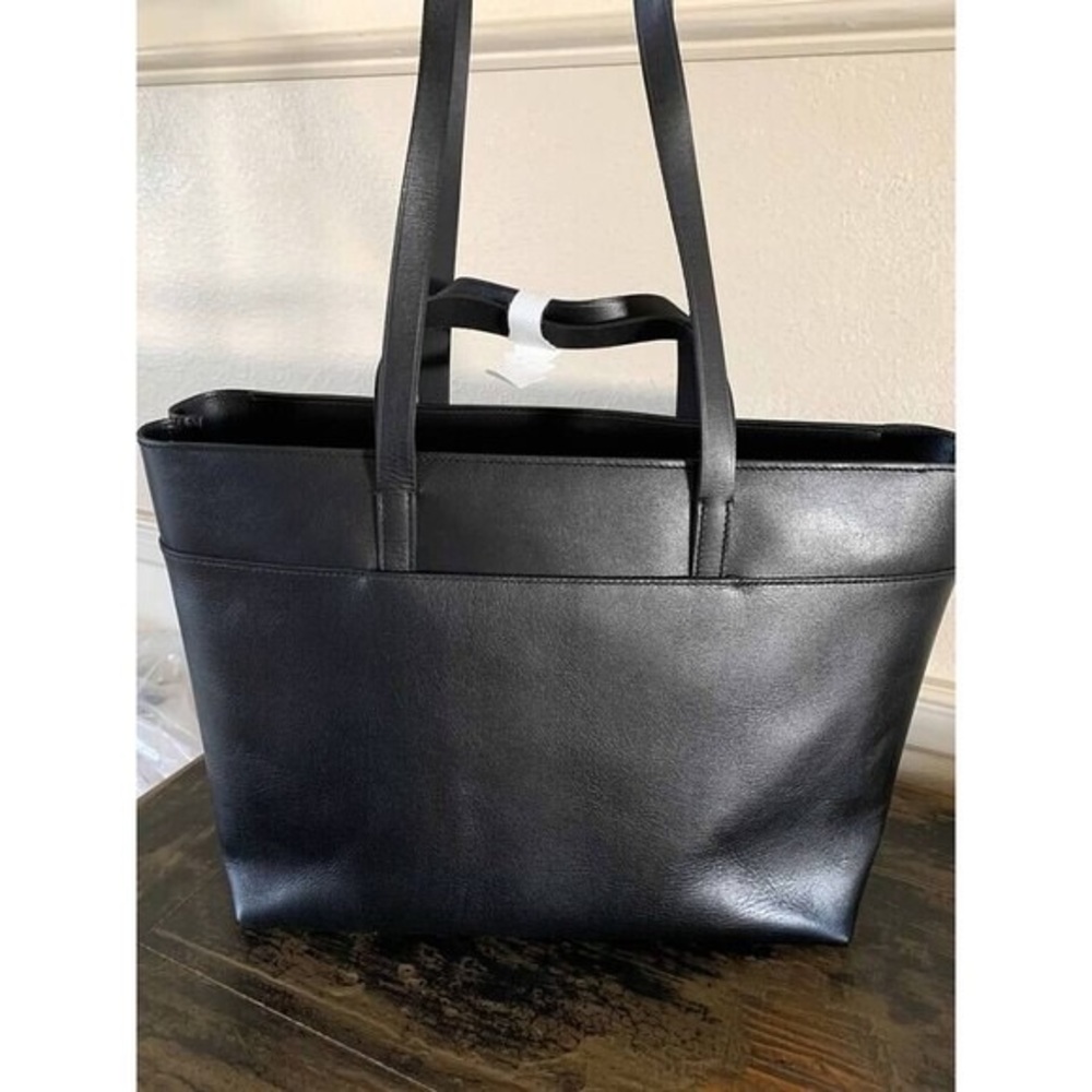 Madewell The Zip-Top Essential Leather Tote Women's Black-NWT
